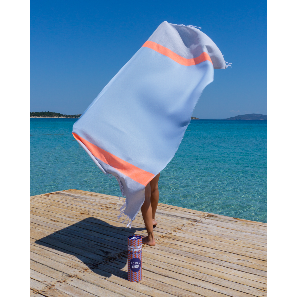Handdoek blauw in wind