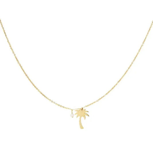 Palmboom ketting in goud, productfoto