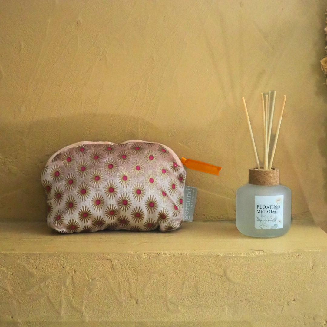 Fluwelen make-up tas medium met zonnetjes