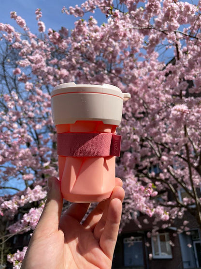 travelmug in pink with flowers